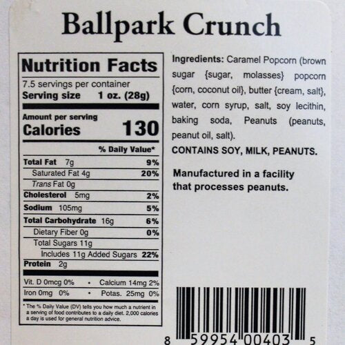 Homegrown Gourmet Ballpark Caramel Corn and Nuts Popcorn 8oz. Ron The