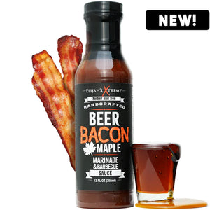 Elijah's Xtreme BEER BACON MAPLE BBQ SAUCE * Best IN Class * 12 Ounce Bottle