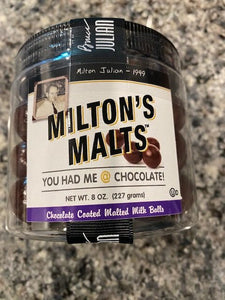 Bruce & Julian Milton Malts , Chocolate Coated Malted Milk Balls 8oz