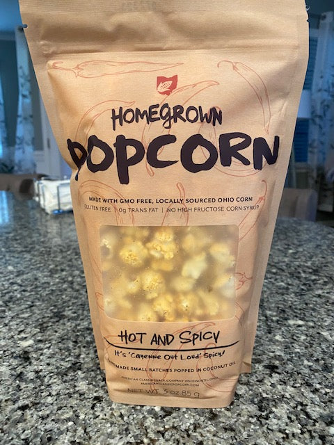 Homegrown Gourmet  New Flavor * Hot & Spicy Popcorn  8 Ounce bag *