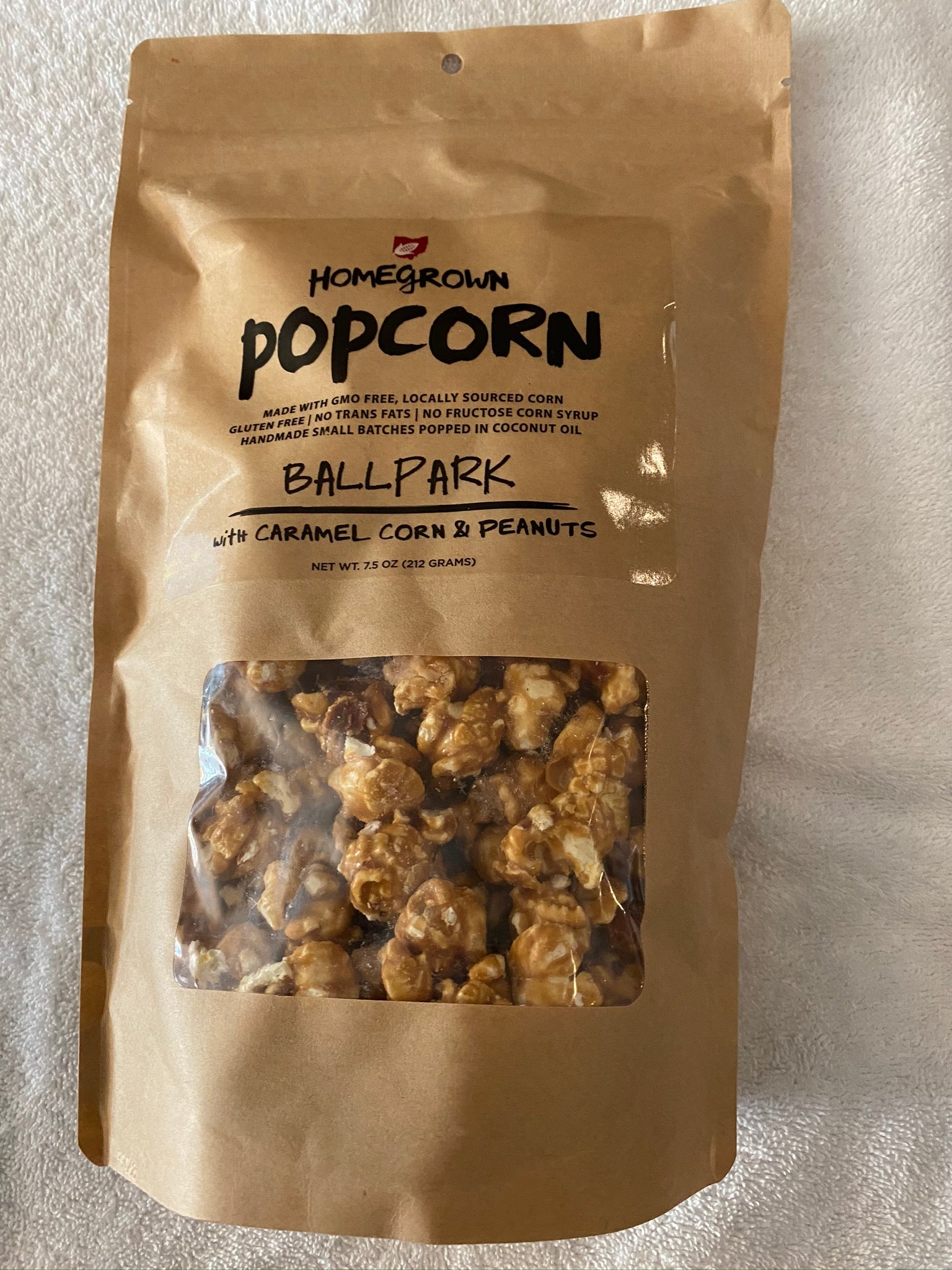 Homegrown Gourmet Ballpark Caramel Corn and Nuts Popcorn 8oz.