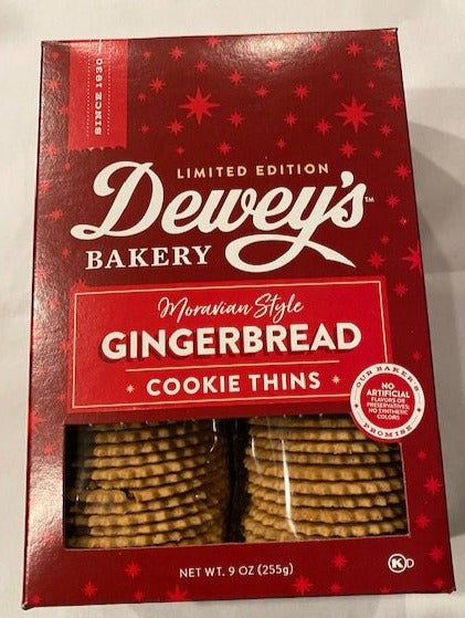 Dewey's Bakery  Moravian Style Gingerbread Cookie Thins 9oz.